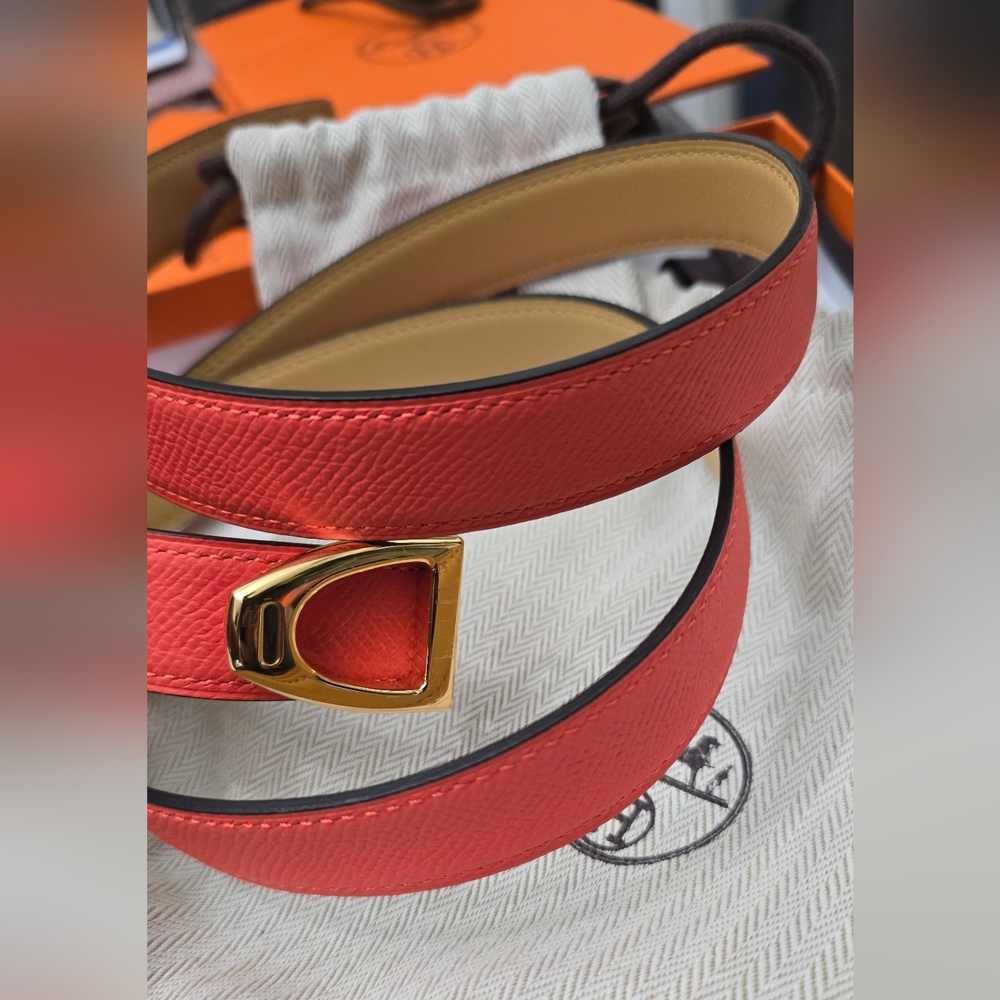Authentic Hermes Orange Sable Leather Belt - 650 obo - Picture 2 of 9